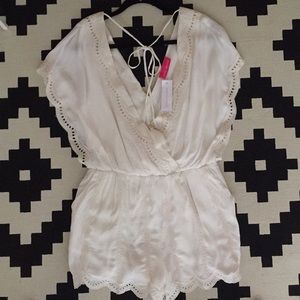Pookie & Sebastian White eyelit romper